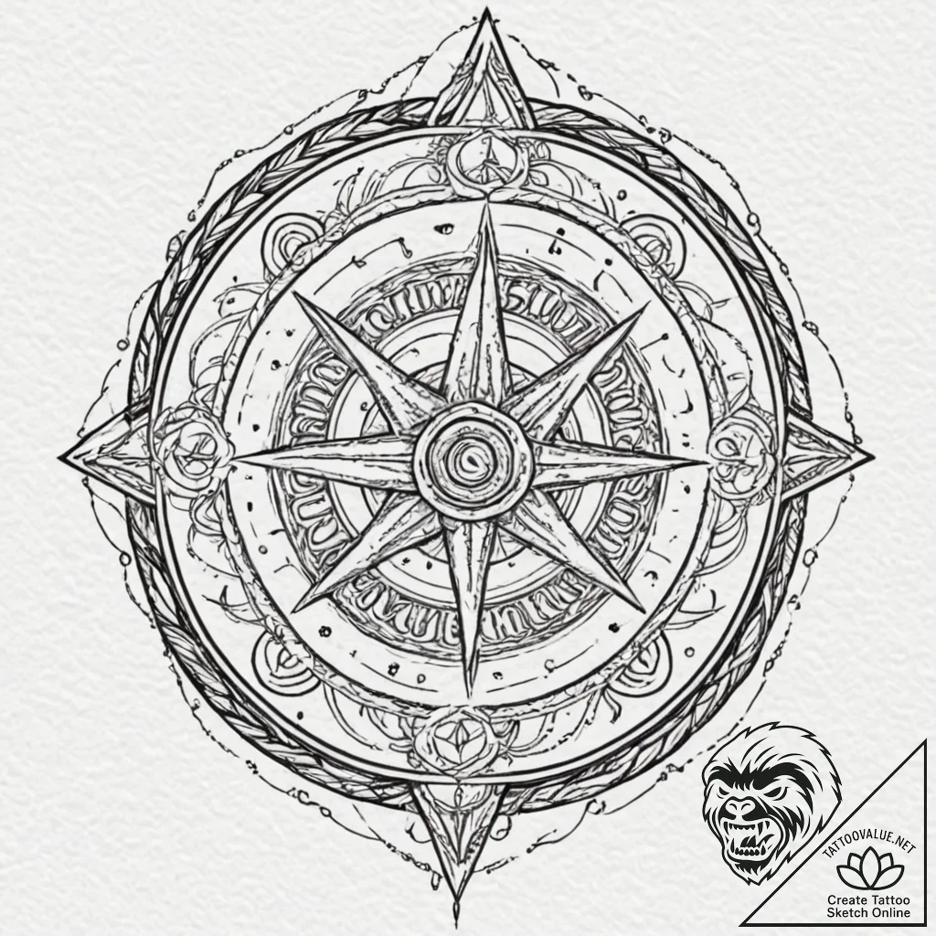 Etched sigil spinning in void, concept art fo... - tattoo sketch (№1753231256_0, 23.07.2025 00:40) — tattoovalue.net