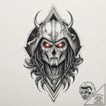 Predator’s bio-mask, with the triangular lase… – tattoo sketch (№1753231560_0, 23.07.2025 00:46) — tattoovalue.net