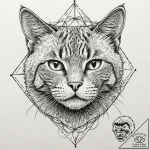 Cat, ink illustration for tattoo, dotwork tat… – tattoo sketch (№1753232173_0, 23.07.2025 00:56) — tattoovalue.net