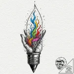 Vacuum tube glowing with a captured, tiny sou… – tattoo sketch (№1753232325_0, 23.07.2025 00:58) — tattoovalue.net