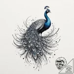 Peacock, tattoo sketch design, dynamic compos… – tattoo sketch (№1753232477_0, 23.07.2025 01:01) — tattoovalue.net