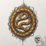 Amber serpent with jeweled eyes, concept art… – tattoo sketch (№1753232553_0, 23.07.2025 01:02) — tattoovalue.net