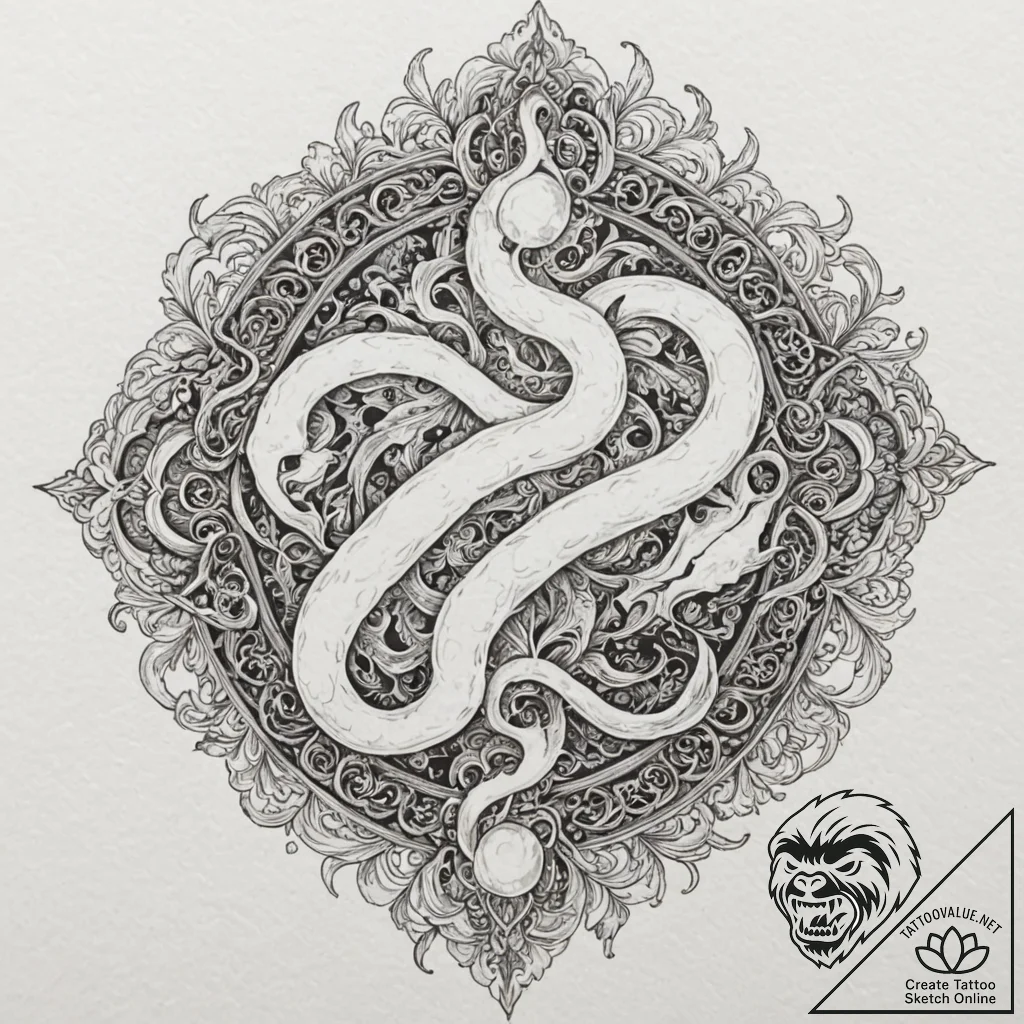 Opal flame devouring scroll, ink illustration... - tattoo sketch (№1753234383_0, 23.07.2025 01:33) — tattoovalue.net