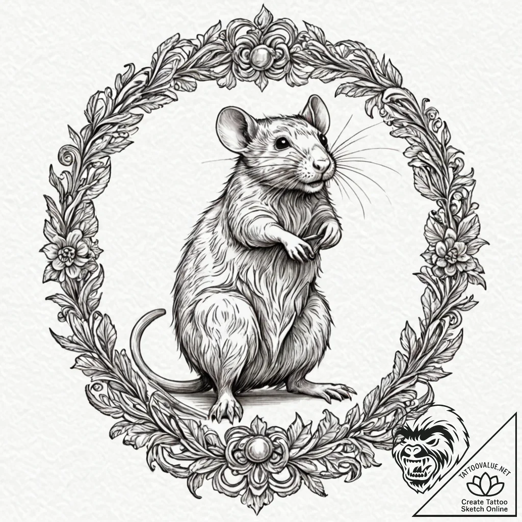 Rat king, a knot of tails and shadows, concep... - tattoo sketch (№1753234536_0, 23.07.2025 01:35) — tattoovalue.net