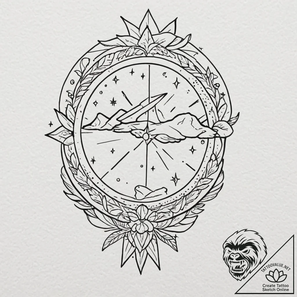 Mirror swallowing starlight, concept art for... - tattoo sketch (№1753234995_0, 23.07.2025 01:43) — tattoovalue.net