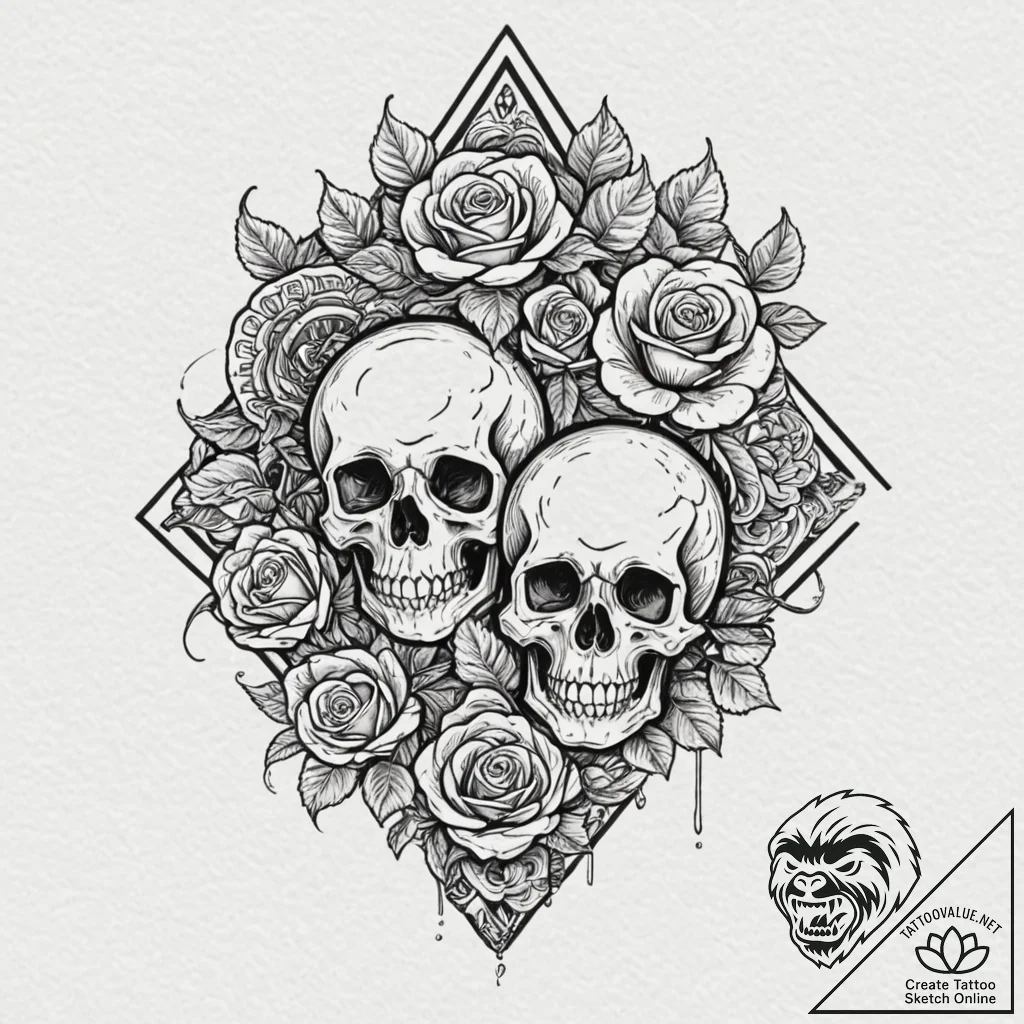 Komuso hat floating above ruins, ink illustra... - tattoo sketch (№1753235834_0, 23.07.2025 01:57) — tattoovalue.net