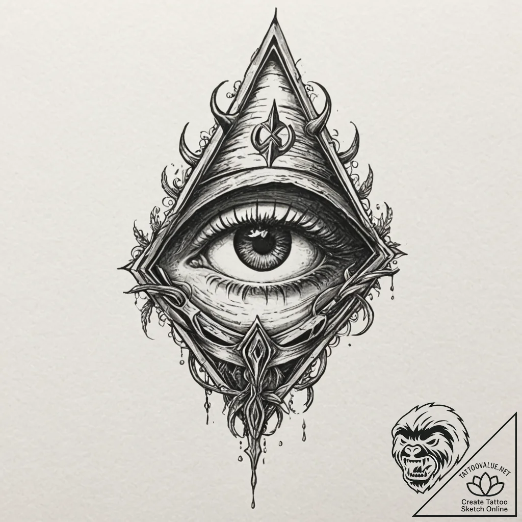 Witchр р†р вђљрівђћсћs eye beneath frozen hel... - tattoo sketch (№1753236062_0, 23.07.2025 02:01) — tattoovalue.net