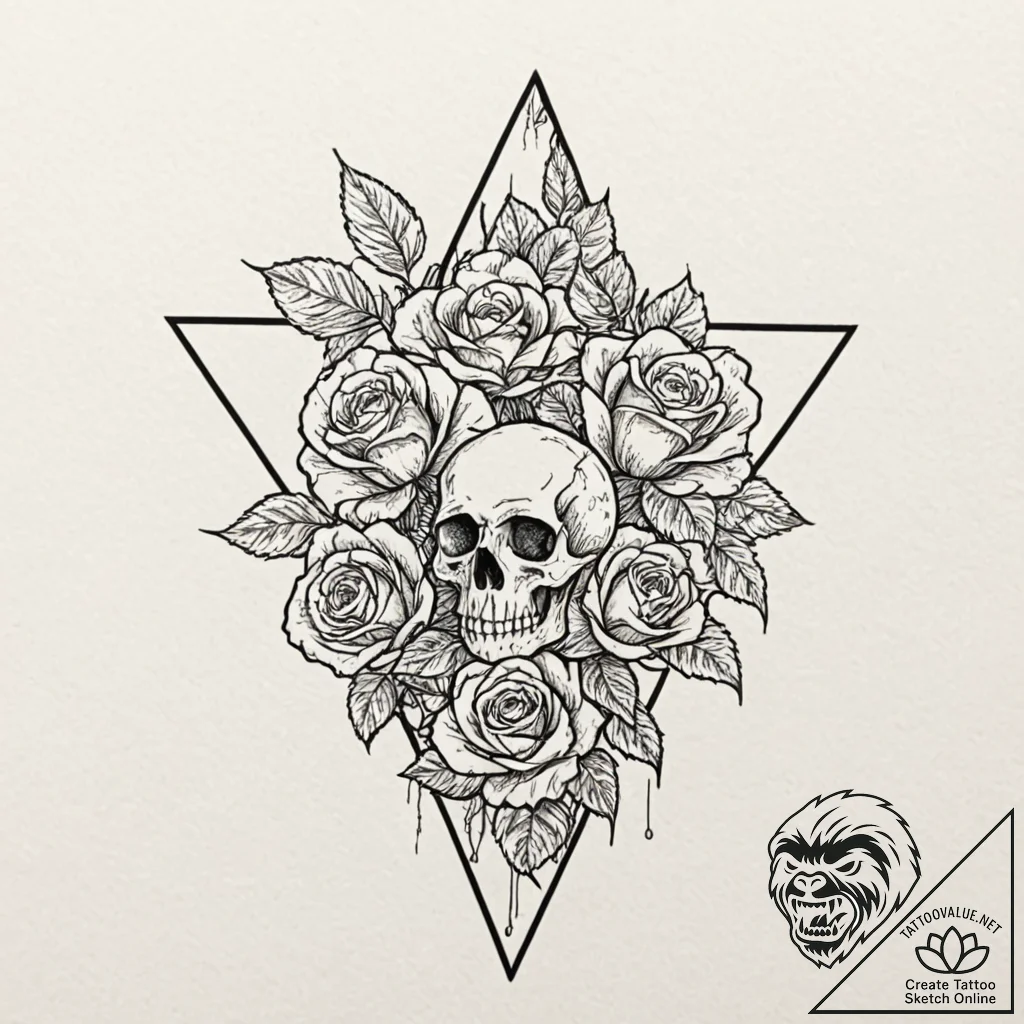 Mountain range silhouette inside a triangle,... - tattoo sketch (№1753236139_0, 23.07.2025 02:02) — tattoovalue.net