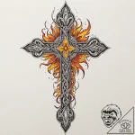 Burning staff held by spirit, tattoo flash sh… – tattoo sketch (№1753236366_0, 23.07.2025 02:06) — tattoovalue.net