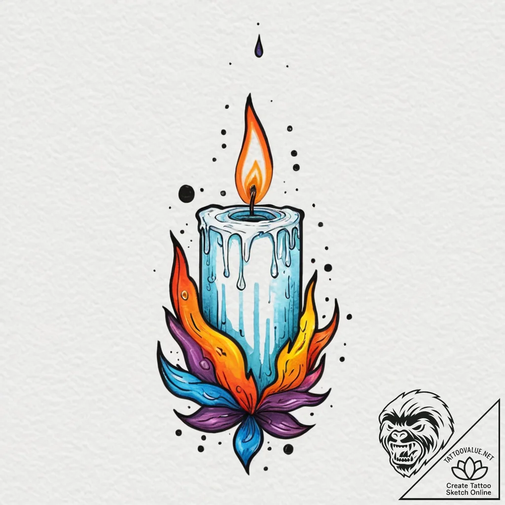 A powerful burning candle wick, fragile,, tat... - tattoo sketch (№1753236747_0, 23.07.2025 02:12) — tattoovalue.net