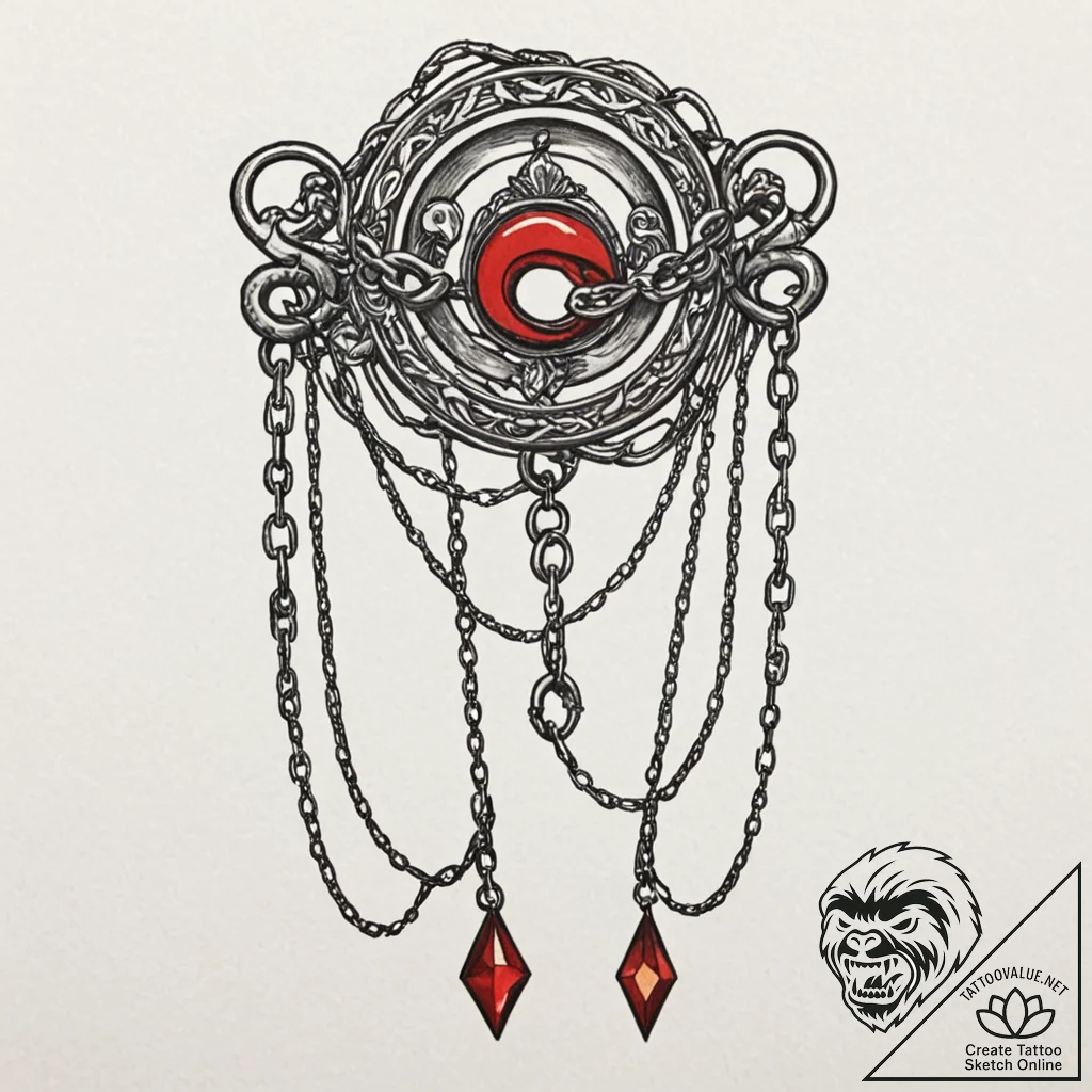 Obsidian scroll bound in chains, tattoo flash... - tattoo sketch (№1753236823_0, 23.07.2025 02:13) — tattoovalue.net