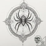 Spider queen beneath bone throne, tattoo sket… – tattoo sketch (№1753238574_0, 23.07.2025 02:42) — tattoovalue.net