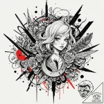 Animated blade with spectral glow, ink illust… – tattoo sketch (№1753238652_0, 23.07.2025 02:44) — tattoovalue.net