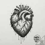 A detailed broken heart with stitches, healin… – tattoo sketch (№1753238806_0, 23.07.2025 02:46) — tattoovalue.net