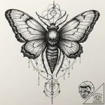 Lightbulb containing a single, living moth, i… – tattoo sketch (№1753238882_0, 23.07.2025 02:48) — tattoovalue.net