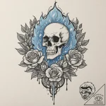 A magical blue flame dancing, mystical energy… – tattoo sketch (№1753240651_0, 23.07.2025 03:17) — tattoovalue.net