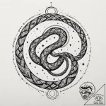 Cosmic serpent weaving through stars, concept… – tattoo sketch (№1753240728_0, 23.07.2025 03:18) — tattoovalue.net