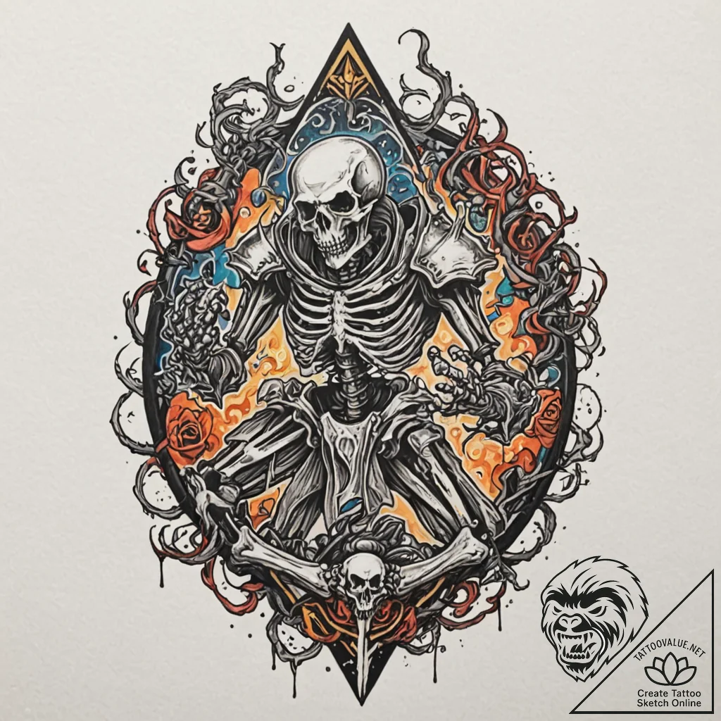 Necromancer raising skeletal warriors from th... - tattoo sketch (№1753240880_0, 23.07.2025 03:21) — tattoovalue.net