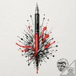 Fountain pen with an ink spill, artistic tatt… – tattoo sketch (№1753241413_0, 23.07.2025 03:30) — tattoovalue.net