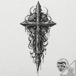 Dagger embedded in stone, artistic tattoo ske… – tattoo sketch (№1753241489_0, 23.07.2025 03:31) — tattoovalue.net
