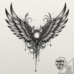 Nightfall wings beneath iron sky, tattoo sket… – tattoo sketch (№1753241717_0, 23.07.2025 03:35) — tattoovalue.net