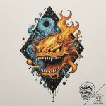Molten relic devouring starlight, tattoo flas… – tattoo sketch (№1753242251_0, 23.07.2025 03:44) — tattoovalue.net