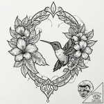 A hummingbird drinking from a hibiscus flower… – tattoo sketch (№1753242403_0, 23.07.2025 03:46) — tattoovalue.net