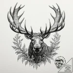 Moose antlers wrapped in vines, concept art f… – tattoo sketch (№1753242555_0, 23.07.2025 03:49) — tattoovalue.net