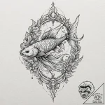 Arcane fish with ethereal fins, tattoo flash… – tattoo sketch (№1753242632_0, 23.07.2025 03:50) — tattoovalue.net