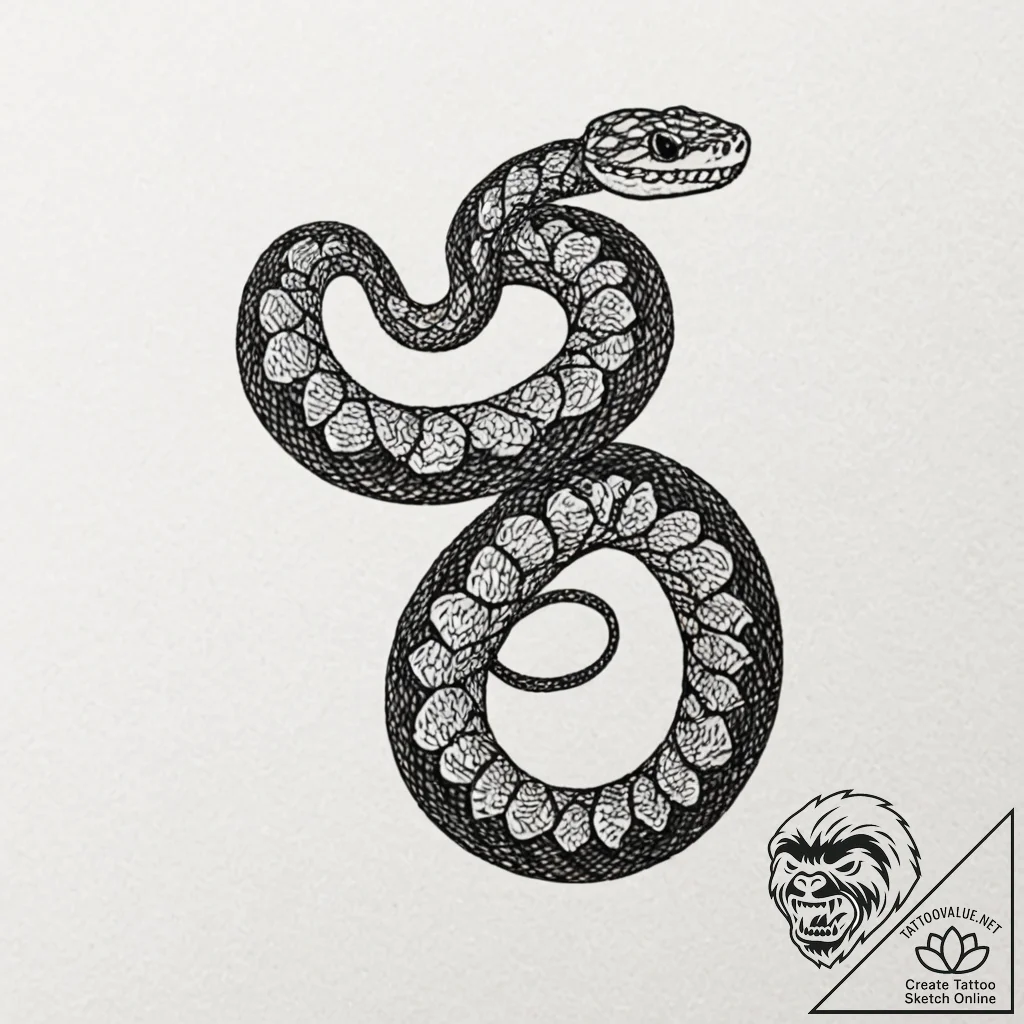 Blood snake slithering through bone, tattoo l... - tattoo sketch (№1753243242_0, 23.07.2025 04:00) — tattoovalue.net