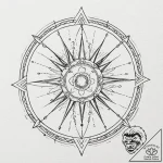 Meteor fragments within bone circle, ink illu… – tattoo sketch (№1753243999_0, 23.07.2025 04:13) — tattoovalue.net