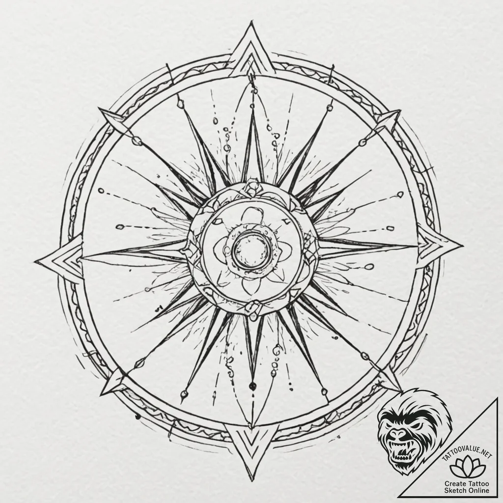 Meteor fragments within bone circle, ink illu... - tattoo sketch (№1753243999_0, 23.07.2025 04:13) — tattoovalue.net