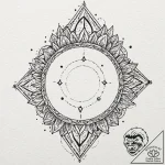 Hollow relic crowned with stars, ink illustra… – tattoo sketch (№1753244988_0, 23.07.2025 04:29) — tattoovalue.net