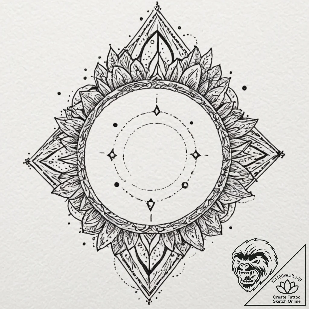 Hollow relic crowned with stars, ink illustra... - tattoo sketch (№1753244988_0, 23.07.2025 04:29) — tattoovalue.net