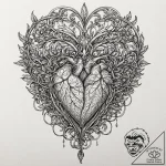 Caged heart glowing softly, tattoo sketch des… – tattoo sketch (№1753245293_0, 23.07.2025 04:34) — tattoovalue.net