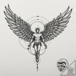 Icarus with mechanical wings, tattoo flash sh… – tattoo sketch (№1753245369_0, 23.07.2025 04:36) — tattoovalue.net