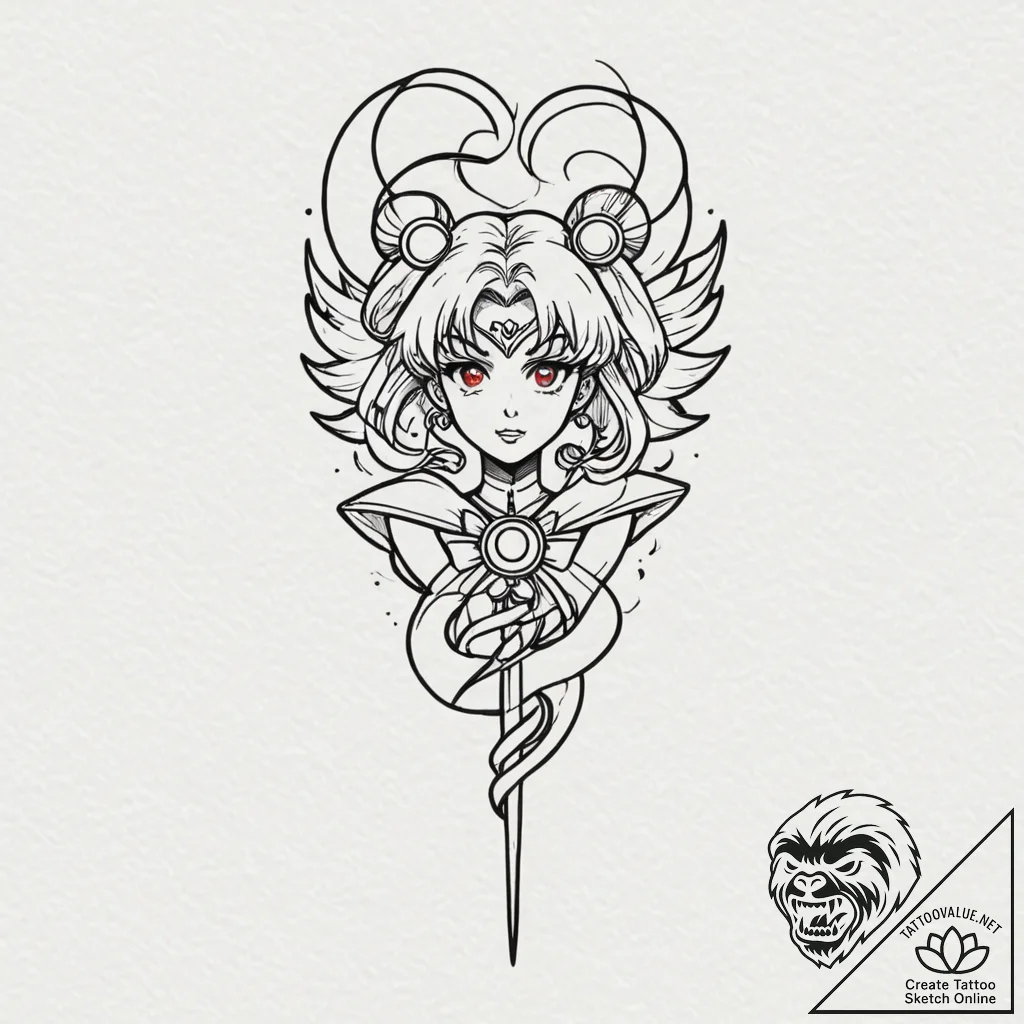 Sailor moon's transformation brooch or wand,... - tattoo sketch (№1753245901_0, 23.07.2025 04:45) — tattoovalue.net