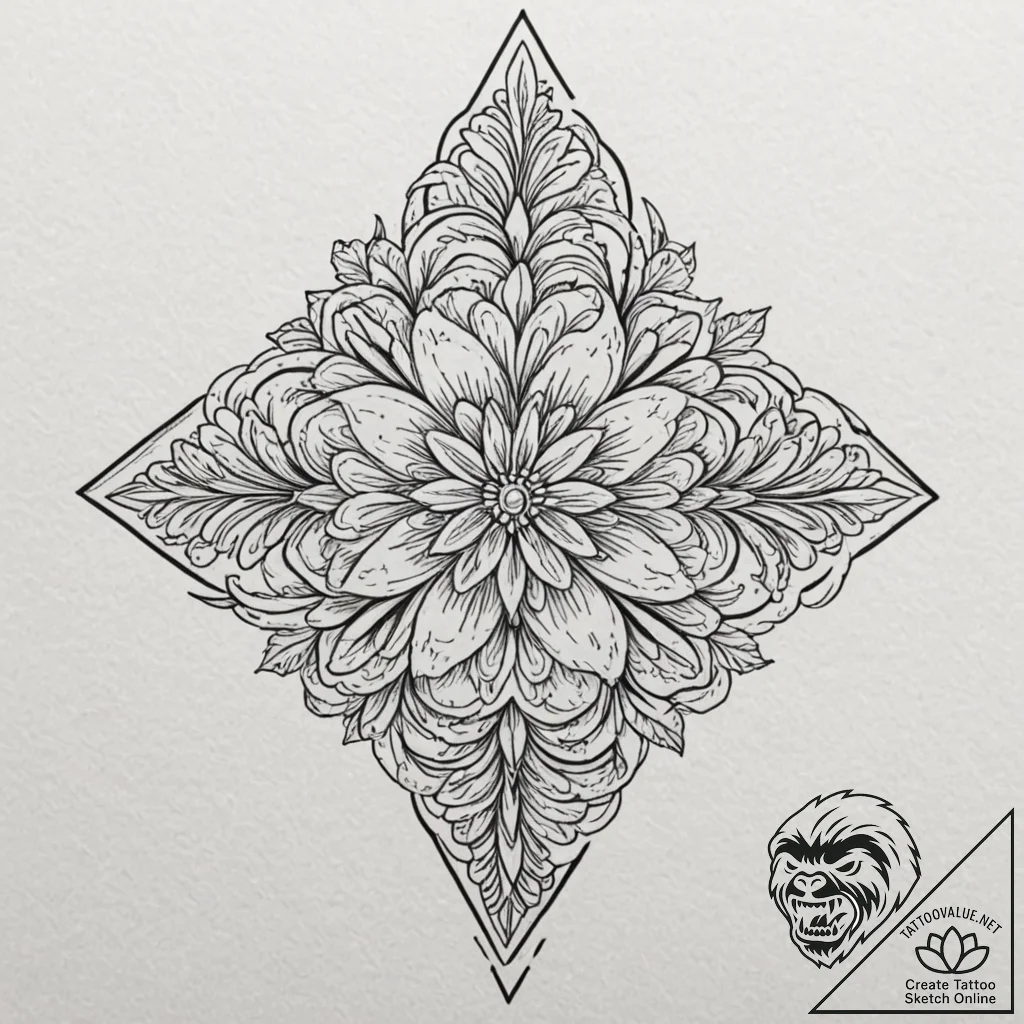 Etched bloom frozen mid-air, tattoo drawing o... - tattoo sketch (№1753246131_0, 23.07.2025 04:48) — tattoovalue.net