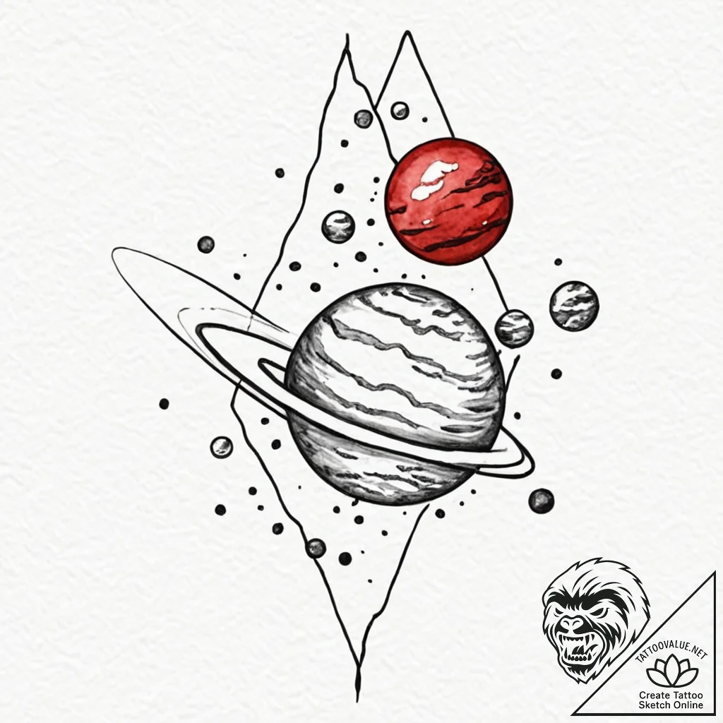 Telescope, pointed towards a specific planet... - tattoo sketch (№1753246741_0, 23.07.2025 04:59) — tattoovalue.net