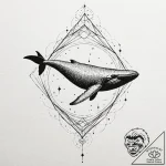 A whale silhouette filled with a starry sky,… – tattoo sketch (№1753248723_0, 23.07.2025 05:32) — tattoovalue.net