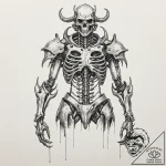 Apocalyptic armor fused with bones, artistic… – tattoo sketch (№1753248875_0, 23.07.2025 05:34) — tattoovalue.net
