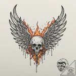 Burning wings chained to stone, tattoo sketch… – tattoo sketch (№1753248951_0, 23.07.2025 05:35) — tattoovalue.net