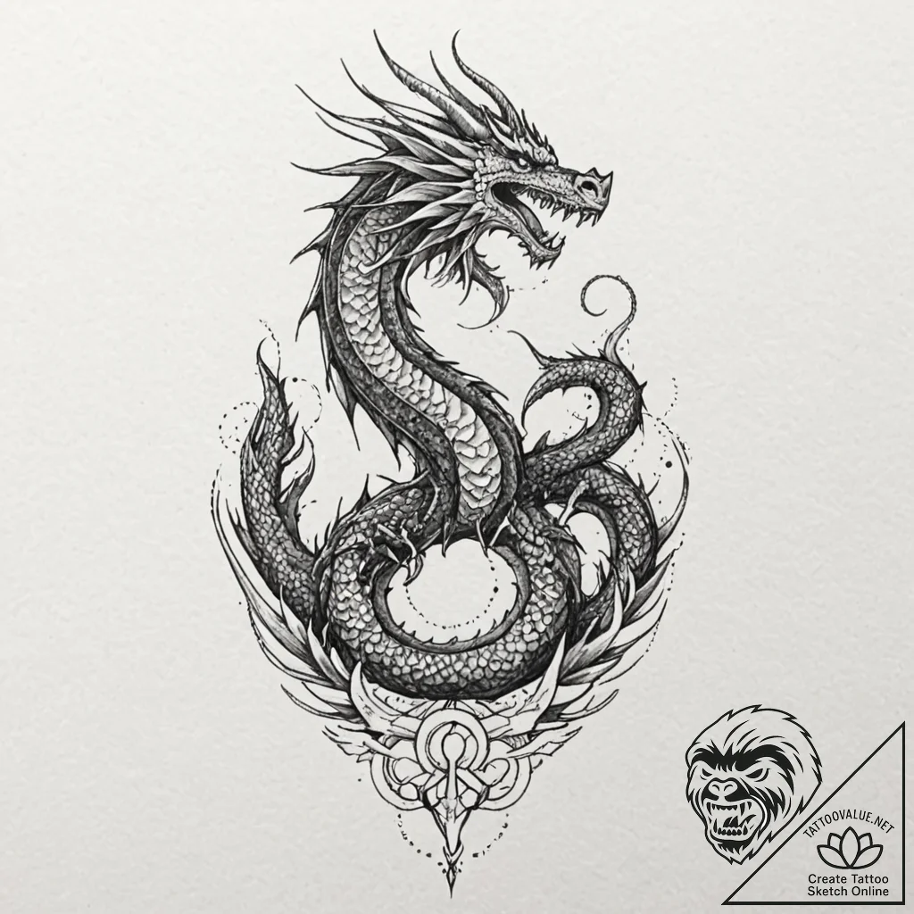 Dragon sigil splitting sky, concept art for t... - tattoo sketch (№1753249485_0, 23.07.2025 05:44) — tattoovalue.net