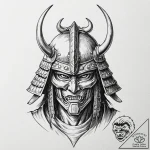 Samurai’s helmet (kabuto), symbolizing bushid… – tattoo sketch (№1753249561_0, 23.07.2025 05:46) — tattoovalue.net