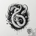 Astral serpent bridging galaxies, artistic ta… – tattoo sketch (№1753249638_0, 23.07.2025 05:47) — tattoovalue.net