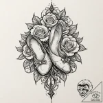 A majestic ballet slipper with ribbons, artis… – tattoo sketch (№1753249867_0, 23.07.2025 05:51) — tattoovalue.net