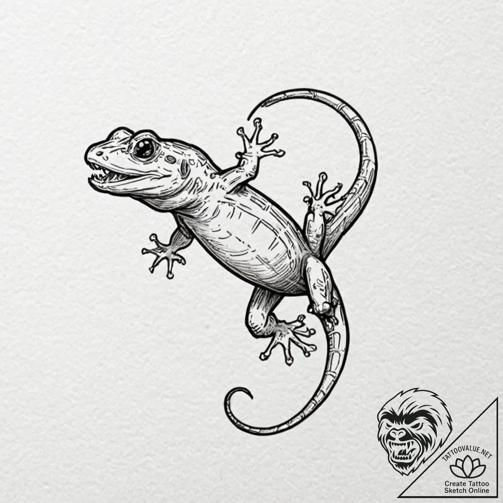 Salamander, tattoo drawing outline, sketch ta... - tattoo sketch (№1753250401_0, 23.07.2025 06:00) — tattoovalue.net