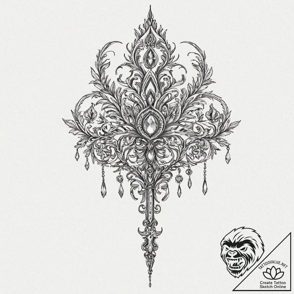 Kingр р†р вђљрівђћсћs scepter burning with li... - tattoo sketch (№1753250781_0, 23.07.2025 06:06) — tattoovalue.net