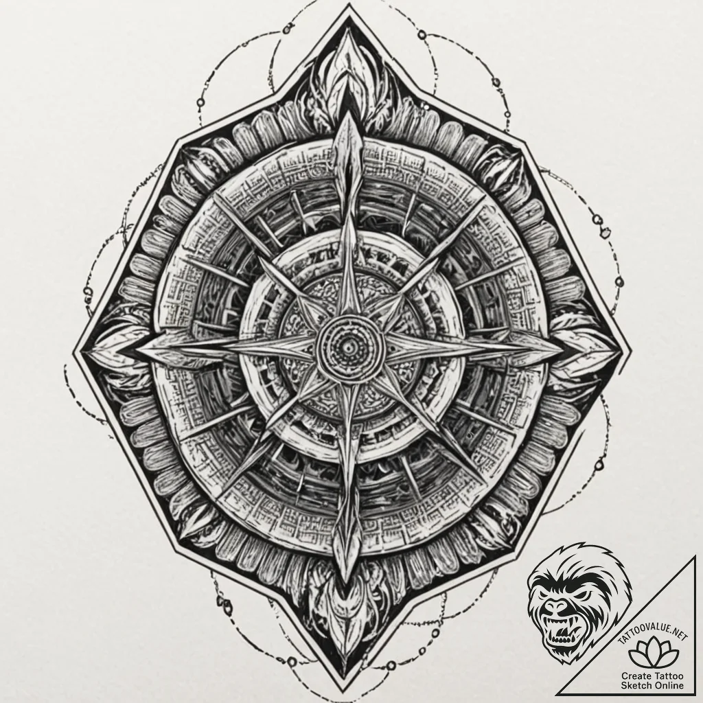 Octagon shield split by blade, tattoo line ar... - tattoo sketch (№1753250934_0, 23.07.2025 06:08) — tattoovalue.net
