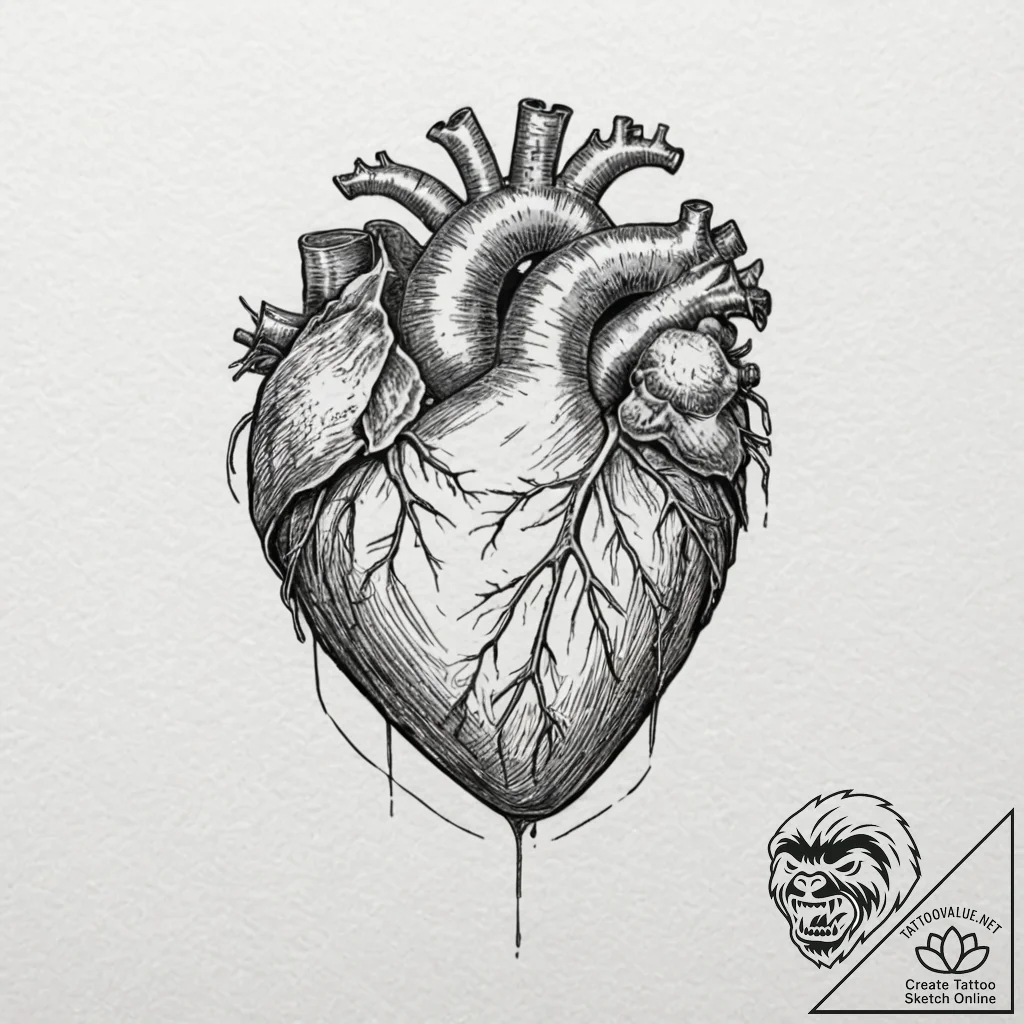 Heart - tattoo sketch (№1753251314_0, 23.07.2025 06:15) — tattoovalue.net